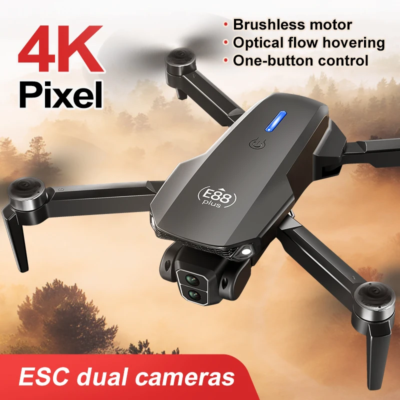 새로운 E88 Plus 쿼드콥터 드론: 90 °   전 - Drone Gimbal Brushless 리뷰 및 가격